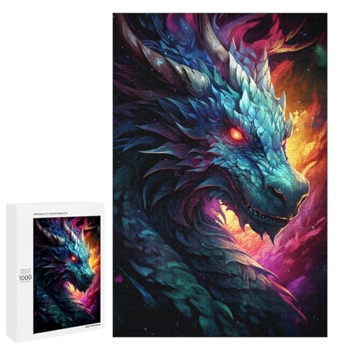 1000 Teile Buntes psychedelisches kosmisches Weltraumdrachen Puzzlespiel für Erwachsene geeignet für Paare und Teenager ab 14 Jahren 75 x 50 cm von QSYFNBZL