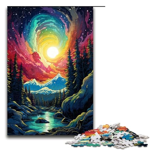 1000 Teile Die farbenfrohe Psychedelia des Aurora Bergs Puzzle für Erwachsene unmögliches Puzzle zum Stressabbau für Teenager ab 14 Jahren 75 x 50 cm 1000 Teile Die farbenfrohe Psychedelia des Aurora Bergs Puzzle für Erwachsene unmögliches Puzzle zum Stressabbau für Teenager ab 14 Jahren 75 x 50 cm von QSYFNBZL