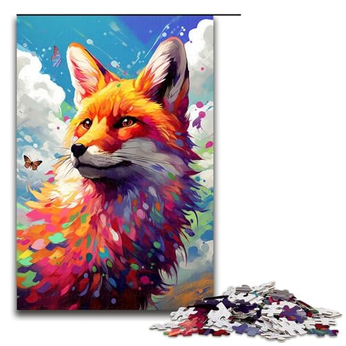 1000 Teile Fuchs und Schmetterling von SplattersLots of Coloured Cloud Puzzlespiel für Erwachsene geeignet für Paare und Teenager ab 14 Jahren 75 x 50 cm von QSYFNBZL
