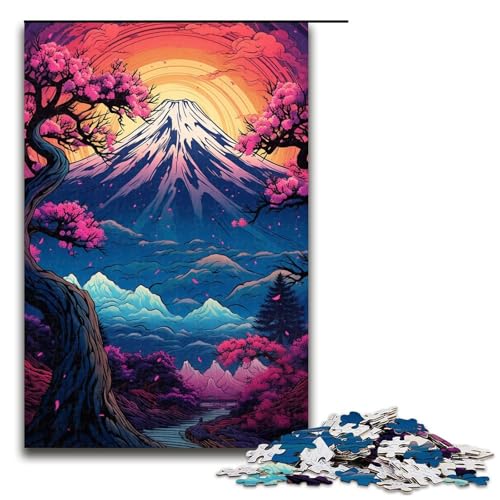 1000 Teile Japanische Bäume und Berge Inspiration Puzzle für Erwachsene Familienspaß Familienspiel Stressabbau schwierige Herausforderung 75 x 50 cm von QSYFNBZL