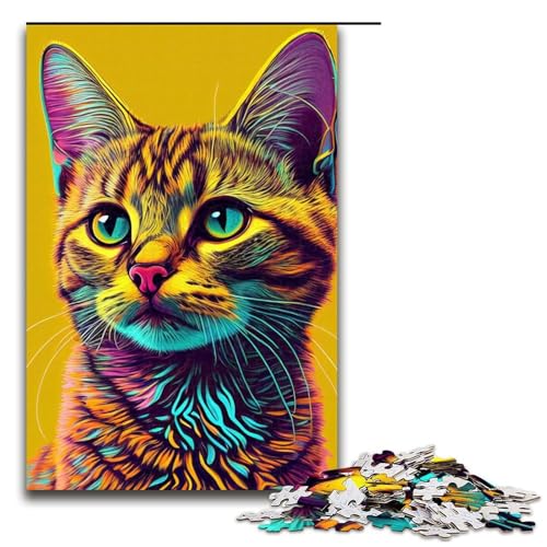 1000 Teile Katzen Pop Art Tiergesicht Puzzlespiel für Erwachsene geeignet für Paare und Teenager ab 14 Jahren 75 x 50 cm 1000 Teile Katzen Pop Art Tiergesicht Puzzlespiel für Erwachsene geeignet für Paare und Teenager ab 14 Jahren 75 x 50 cm von QSYFNBZL