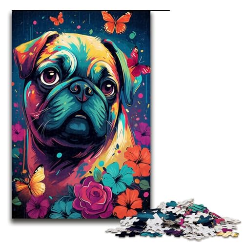 1000 Teile Möpse und Schmetterlinge und Schmetterling und Schmetterling Puzzlespiel für Erwachsene geeignet für Paare und Teenager ab 14 Jahren 75 x 50 cm 1000 Teile Möpse und Schmetterlinge und Schmetterling und Schmetterling Puzzlespiel für Erwachsene geeignet für Paare und Teenager ab 14 Jahren 75 x 50 cm von QSYFNBZL