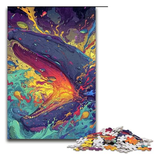 1000 Teile Psychedelisches Buntes Wal Puzzlespiel für Erwachsene Geeignet für Paare und Teenager ab 14 Jahren 75 x 50 cm 1000 Teile Psychedelisches Buntes Wal Puzzlespiel für Erwachsene Geeignet für Paare und Teenager ab 14 Jahren 75 x 50 cm von QSYFNBZL