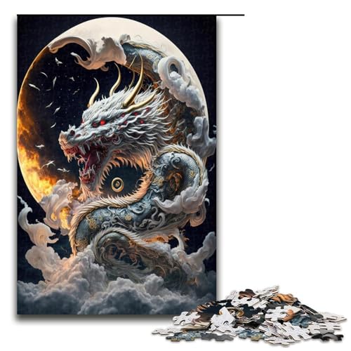 1000 Teile Puzzle Drachenpuzzle für Erwachsene Holzpuzzle Lernspiel 75x50cm von QSYFNBZL