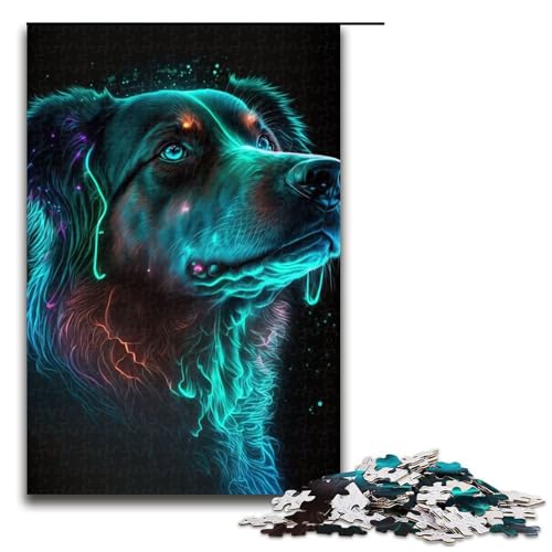 1000 Teile Puzzle Hundepuzzle für Erwachsene Holzpuzzle Lernspiel 75x50cm von QSYFNBZL
