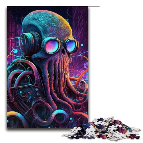 1000 Teile Puzzle Oktopus Puzzle für Erwachsene Holzpuzzle Lernspiel 75x50cm von QSYFNBZL