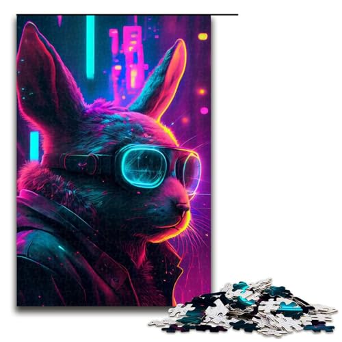 1000 Teile Puzzle Punk Rabbit Puzzle für Erwachsene Holzpuzzle Lernspiel 75x50cm von QSYFNBZL