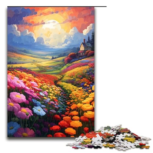 1000 Teile Puzzle für Erwachsene EIN Blumenmeer auf dem Bauernhof Spiel Puzzles ganze Familie 75x50cm von QSYFNBZL