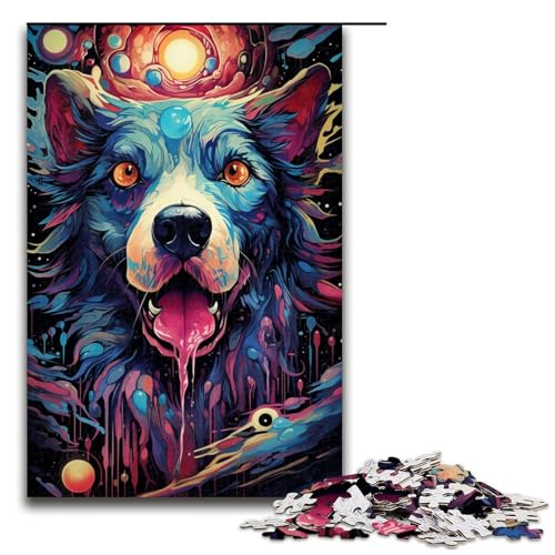 1000 Teile Puzzle für Erwachsene mit farbenfrohem psychedelischem Hund der Zukunft Spaß für die ganze Familie Familienspiel Stressabbau schwierige Herausforderung 75 x 50 cm von QSYFNBZL