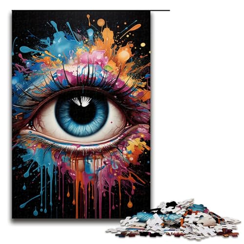 1000 Teile Puzzles Farbige Fantasieaugen Puzzles für Erwachsene Holzpuzzle Lernspiel 75x50cm von QSYFNBZL