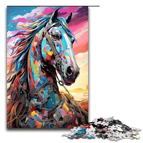 1000 Teile Roboterpferd von SplattersLots Dickes farbiges Wolken Puzzlespiel für Erwachsene geeignet für Paare und Teenager ab 14 Jahren 75 x 50 cm 1000 Teile Roboterpferd von SplattersLots Dickes farbiges Wolken Puzzlespiel für Erwachsene geeignet für Paare und Teenager ab 14 Jahren 75 x 50 cm von QSYFNBZL
