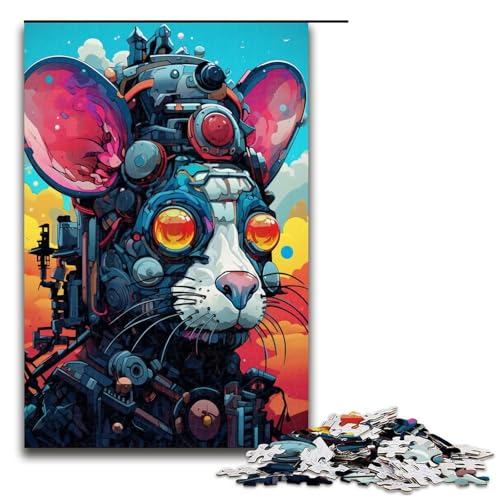 1000 Teile Roboterratte von SplattersLots of Thick Coloured Clouds Puzzlespiel für Erwachsene geeignet für Paare und Teenager ab 14 Jahren 75 x 50 cm von QSYFNBZL