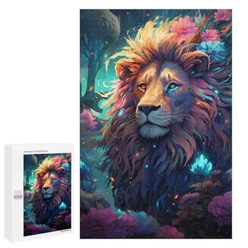 1000 Teile farbenfrohes psychedelisches wunderschönes Löwen Puzzlespiel für Erwachsene geeignet für Paare und Teenager ab 14 Jahren 75 x 50 cm von QSYFNBZL