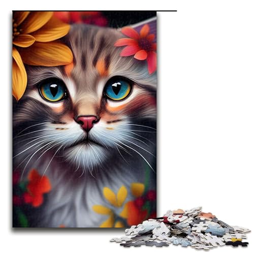 1000 Teile süßes Katzengesicht Blumen Puzzlespiel für Erwachsene geeignet für Paare und Teenager ab 14 Jahren 75 x 50 cm 1000 Teile süßes Katzengesicht Blumen Puzzlespiel für Erwachsene geeignet für Paare und Teenager ab 14 Jahren 75 x 50 cm von QSYFNBZL