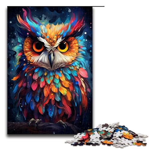 1000 teiliges Eulen Puzzle zum Bemalen und Ausmalen Geschenk Puzzle für Erwachsene Weihnachtswunschliste mit Weihnachtsmann für Teenager ab 14 Jahren 75 x 50 cm von QSYFNBZL