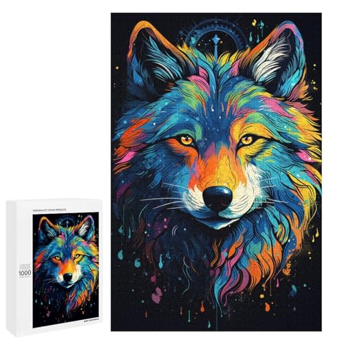 1000 teiliges Puzzle „Bunte Psychedelia of Spirit Wolf“ für Erwachsene Holzpuzzle tolle Geschenke zu Weihnachten 75 x 50 cm 1000 teiliges Puzzle „Bunte Psychedelia of Spirit Wolf“ für Erwachsene Holzpuzzle tolle Geschenke zu Weihnachten 75 x 50 cm von QSYFNBZL