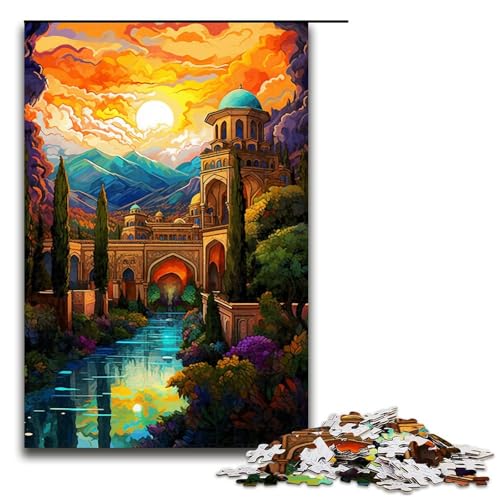 1000 teiliges Puzzle Alhambra Palast Puzzle für Erwachsene Holzpuzzle Lernspiel 75x50cm von QSYFNBZL