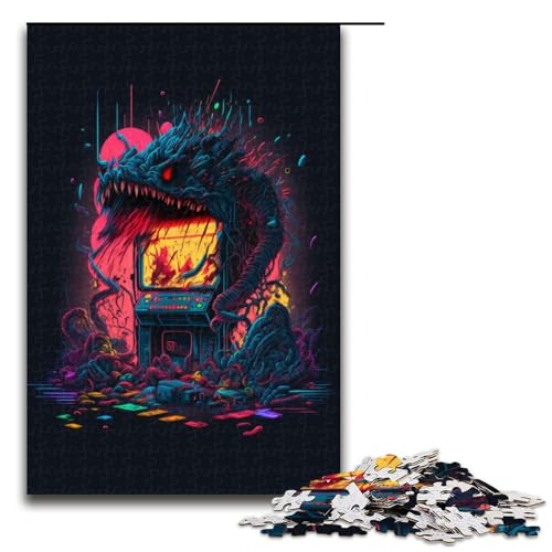 1000 teiliges Puzzle Arcade Monsters Puzzle für Erwachsene Holzpuzzle Lernspiel 75x50cm von QSYFNBZL