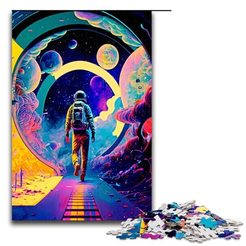 1000 teiliges Puzzle Astronaut Buntes Puzzle für Erwachsene Holzpuzzle Lernspiel 75x50cm von QSYFNBZL