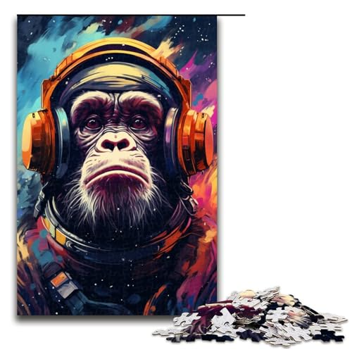 1000 teiliges Puzzle Astronaut Monkey von SplattersLots Dickes farbiges Puzzle für Erwachsene Holzpuzzle tolle Geschenke für Weihnachten 75 x 50 cm von QSYFNBZL