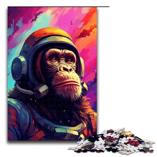 1000 teiliges Puzzle Astronaut Monkey von SplattersLots dick bunt für Erwachsene Holzpuzzle Familienspiele 75 x 50 cm von QSYFNBZL