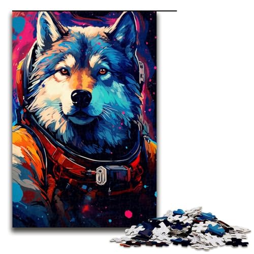 1000 teiliges Puzzle Astronaut Wolf von SplattersLots Dicke farbige Puzzles Holzpuzzles Lernspiele Heimdekoration 75 x 50 cm von QSYFNBZL