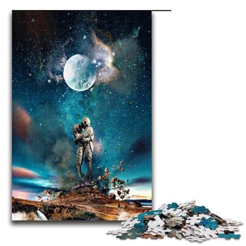 1000 teiliges Puzzle Astronauten Puzzle Holzpuzzle Lernspiele Heimdekoration 75x50cm von QSYFNBZL