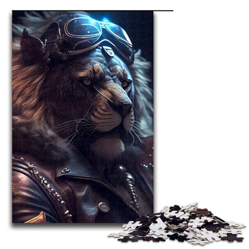 1000 teiliges Puzzle Badass Black Lion King Puzzle für Erwachsene Holzpuzzle Lernspiel 75x50cm von QSYFNBZL