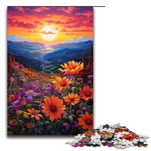1000 teiliges Puzzle Berge und Wildblumen bei SonnenuntergangHolzpuzzle Lernspiele Heimdekoration 75 x 50 cm 1000 teiliges Puzzle Berge und Wildblumen bei SonnenuntergangHolzpuzzle Lernspiele Heimdekoration 75 x 50 cm von QSYFNBZL