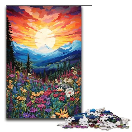 1000 teiliges Puzzle Berge und Wildblumen bei SonnenuntergangHolzpuzzle Lernspiele Heimdekoration 75 x 50 cm 1000 teiliges Puzzle Berge und Wildblumen bei SonnenuntergangHolzpuzzle Lernspiele Heimdekoration 75 x 50 cm von QSYFNBZL