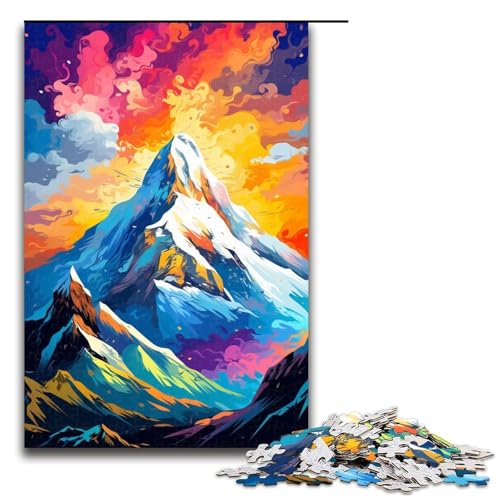 1000 teiliges Puzzle Berggipfel ist von Spritzern umgeben viele Farben Puzzle für Erwachsene Holzpuzzle tolle Geschenke zu Weihnachten 1000 Teile von QSYFNBZL
