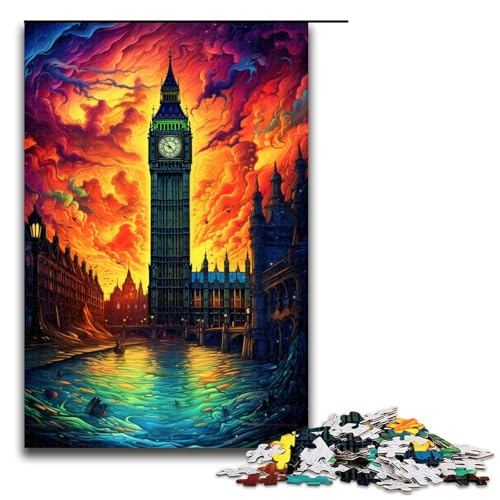 1000 teiliges Puzzle Big Ben Britische Puzzles Holzpuzzles Lernspiele Heimdekoration 75x50cm von QSYFNBZL