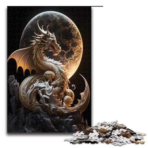 1000 teiliges Puzzle Brave Dragon aus Holz Lernspiele Heimdekoration 75 x 50 cm von QSYFNBZL