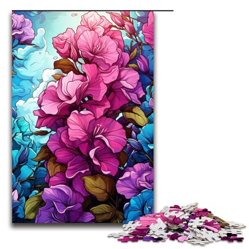 1000 teiliges Puzzle Bunte Blumen Holzpuzzle Lernspiele Heimdekoration 75 x 50 cm von QSYFNBZL