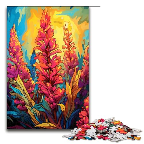 1000 teiliges Puzzle Bunte psychedelische Blumen Puzzle für Erwachsene Holzpuzzle tolle Geschenke für Weihnachten 75 x 50 cm von QSYFNBZL