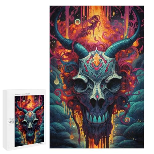 1000 teiliges Puzzle Bunte psychedelische Kuh aus der Zukunft Puzzle für Erwachsene Holzpuzzle Lernspiel 75 x 50 cm von QSYFNBZL