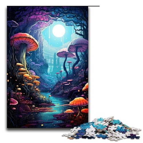 1000 teiliges Puzzle Bunte psychedelische Pilze Puzzle für Erwachsene Holzpuzzle tolle Geschenke für Weihnachten 75 x 50 cm von QSYFNBZL
