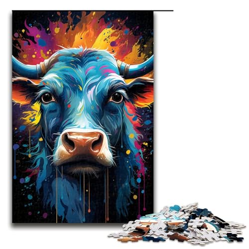 1000 teiliges Puzzle Bunte psychedelische Regenbogenkuh für Erwachsene Holzpuzzle Familienspiele 75 x 50 cm von QSYFNBZL