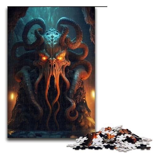 1000 teiliges Puzzle Dämonische Tintenfisch Puzzles Holzpuzzles Lernspiele Heimdekoration 75x50cm von QSYFNBZL