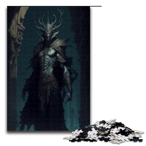 1000 teiliges Puzzle Dark Warrior Puzzle für Erwachsene Holzpuzzle Lernspiel 75x50cm von QSYFNBZL