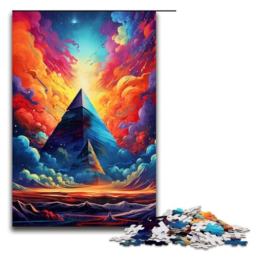 1000 teiliges Puzzle Die Pyramiden von Ägypten sind von Spritzern umgeben mit vielen Farben für Erwachsene Holzpuzzle Familienspiele 75 x 50 cm von QSYFNBZL
