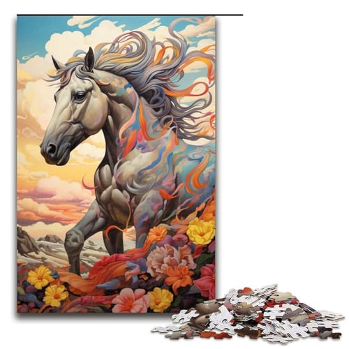1000 teiliges Puzzle EIN Pferd rennt im Himmel Holzpuzzle Lernspiele Heimdekoration 75 x 50 cm von QSYFNBZL