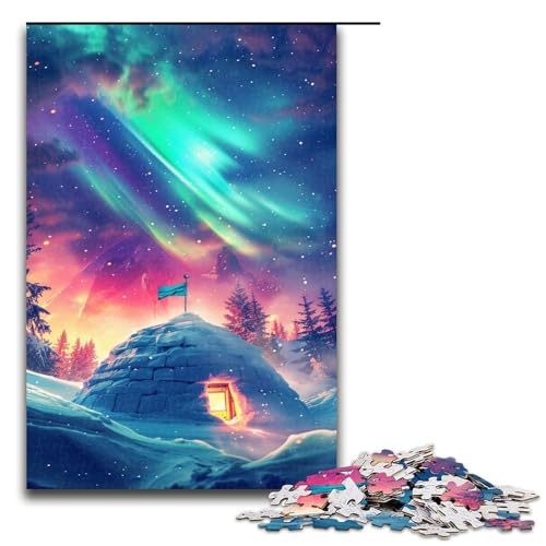 1000 teiliges Puzzle Eisschlösser unter der Aurora Borealis für Erwachsene unmögliches Puzzle zum Stressabbau für Teenager ab 14 Jahren 1000 Teile von QSYFNBZL