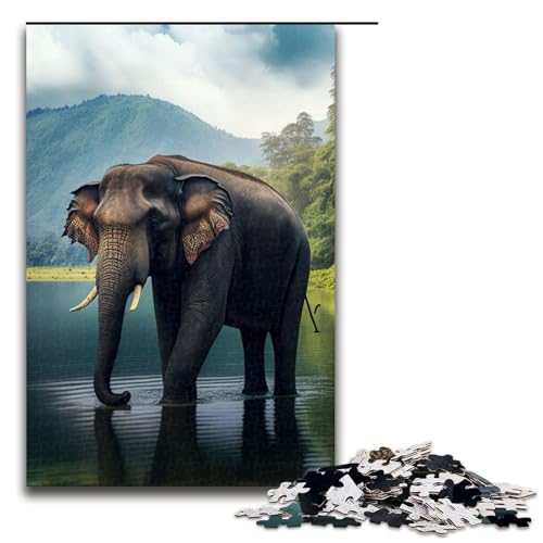1000 teiliges Puzzle Elefanten Tierpuzzle Holzpuzzle Lernspiele Heimdekoration 75x50cm von QSYFNBZL