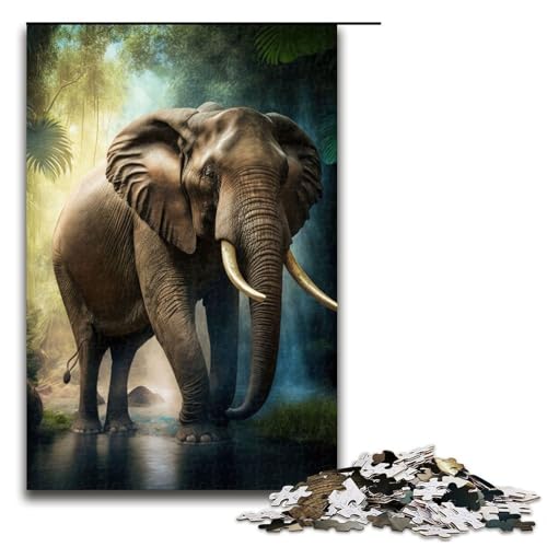 1000 teiliges Puzzle Elefanten Tierpuzzle Holzpuzzle Lernspiele Heimdekoration 75x50cm von QSYFNBZL