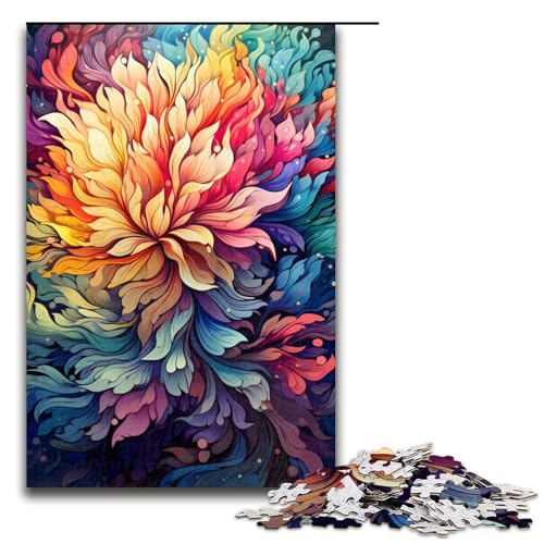 1000 teiliges Puzzle Farbmalerei Blumen Puzzle für Erwachsene Holzpuzzle Lernspiel 75 x 50 cm von QSYFNBZL