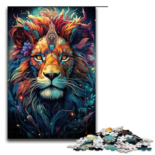 1000 teiliges Puzzle Farbmalerei Löwen Puzzle für Erwachsene Holzpuzzle Lernspiel 75 x 50 cm von QSYFNBZL