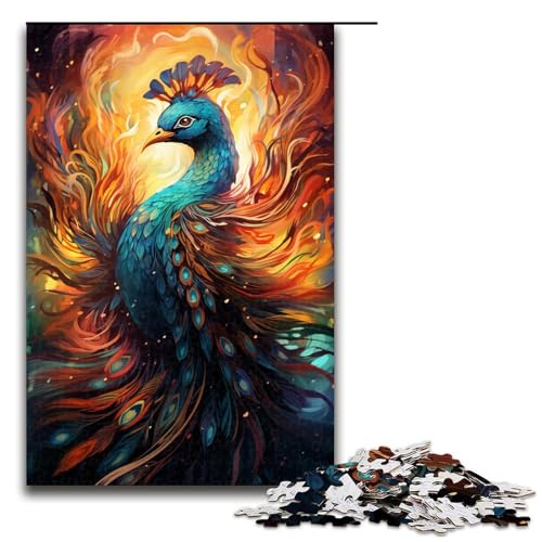 1000 teiliges Puzzle Farbmalerei Pfauen Puzzle für Erwachsene Holzpuzzle Lernspiel 75 x 50 cm von QSYFNBZL