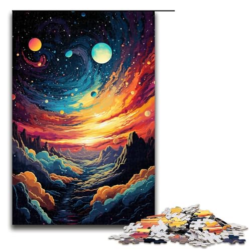 1000 teiliges Puzzle Farbplaneten Landschaftspuzzle Holzpuzzle Lernspiele Heimdekoration 75 x 50 cm von QSYFNBZL