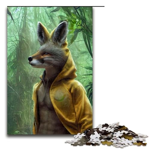 1000 teiliges Puzzle Fashion Fox für Erwachsene Holzpuzzle Familienspiele 75 x 50 cm von QSYFNBZL